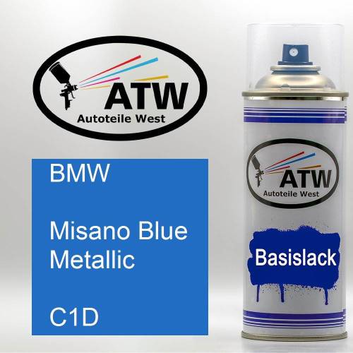 BMW, Misano Blue Metallic, C1D: 400ml Sprühdose, von ATW Autoteile West.